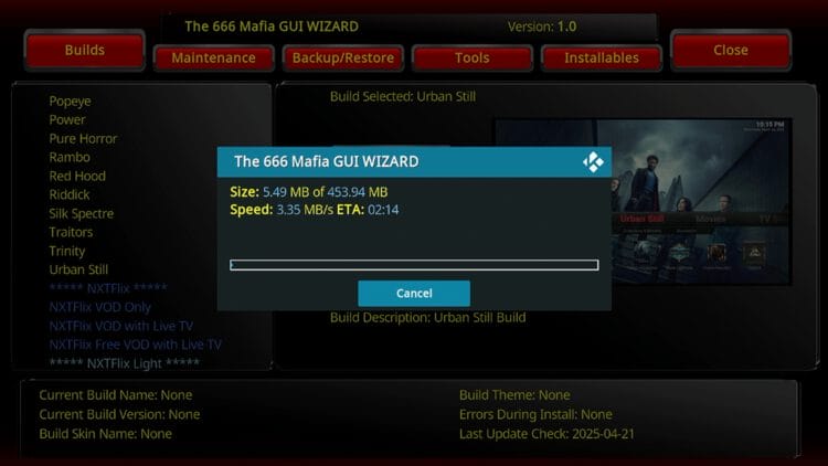 Wait for your build to download.