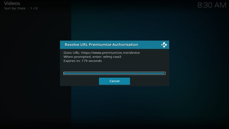 make note of authorization code and input at premiumize official site