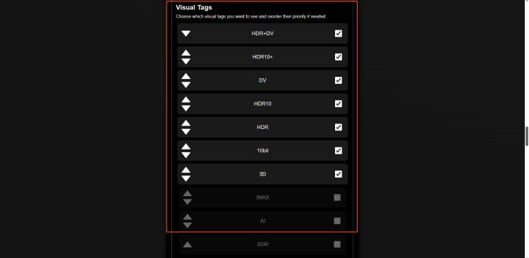 adjust visual tag priorities for aiostream