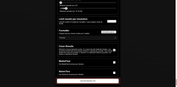 click generate manifest url
