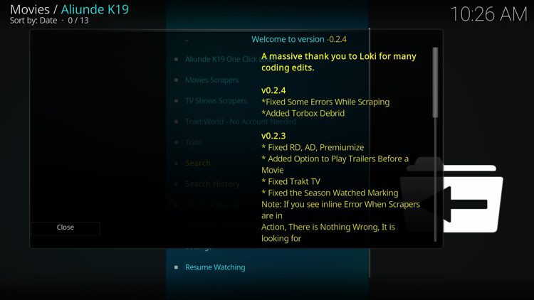 Click Close once the change log appears.