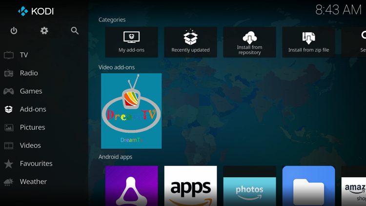 Then go back to the Home screen of Kodi and select Add-ons, then choose Dream TV.