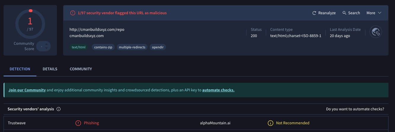 EasyFlix Kodi Addon VirusTotal Scan