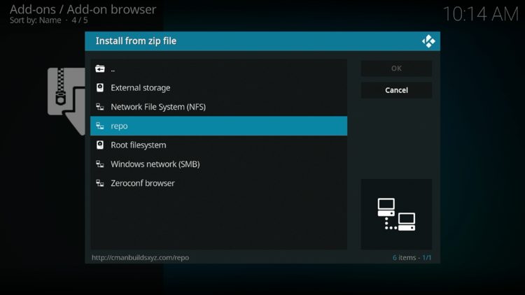 Select "repo" or whatever you named the media source in the previous step