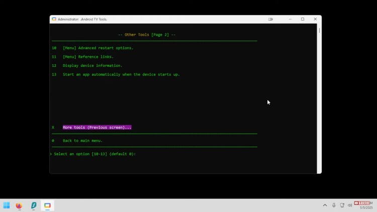 type x and click enter