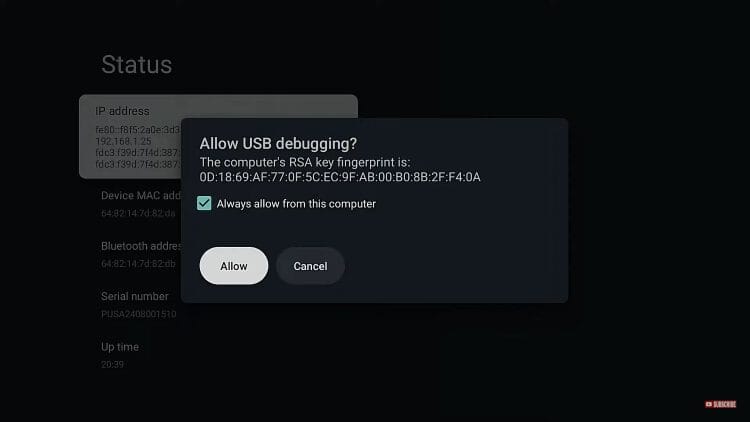 select always and click allow