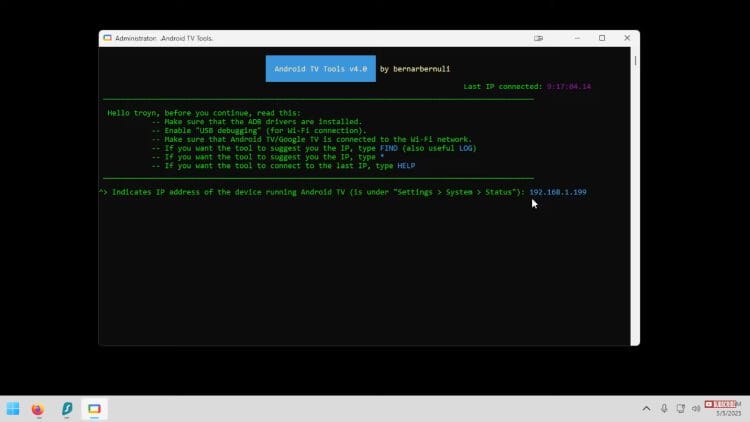 enter ip address you previously wrote down and click enter