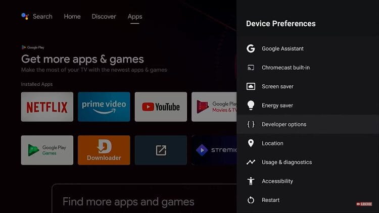 open developer options