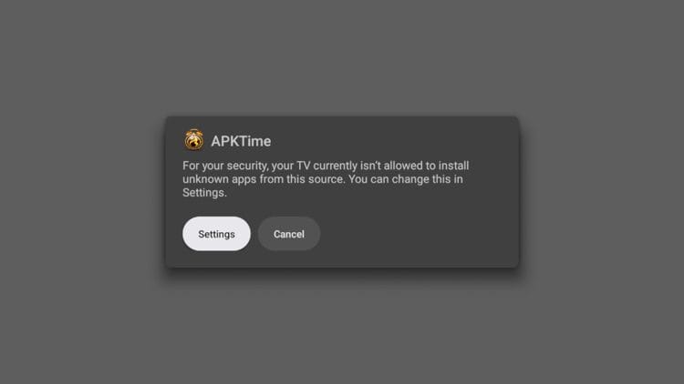 When this message appears click Settings.