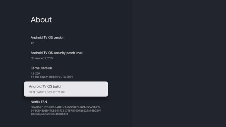 Android TV OS Build