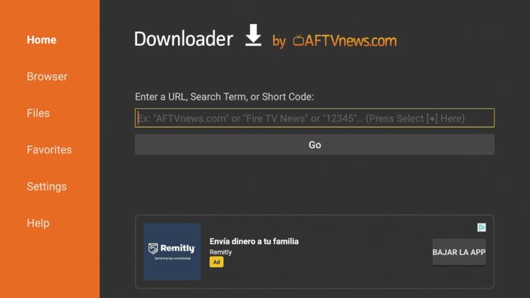 After launching Downloader click on the search box.