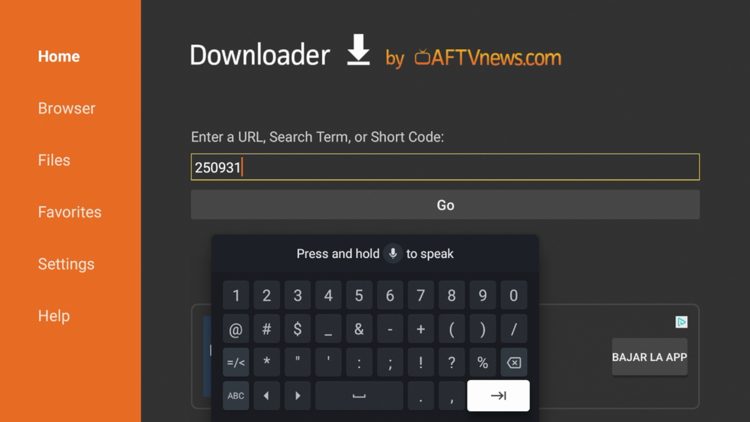 Enter the following code '250931' and click enter.
