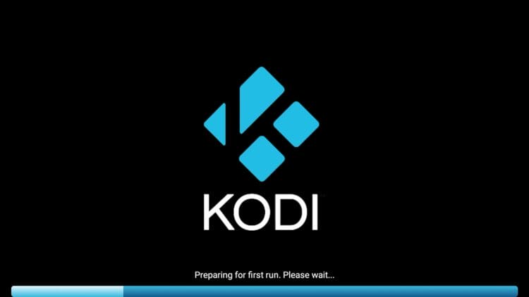 Wait a few seconds as Kodi prepares for its first run.