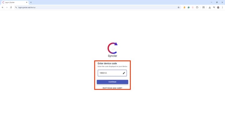 input authorization code