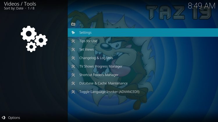 Click Settings.