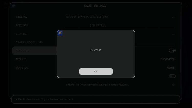 Then click OK once you see this success message.