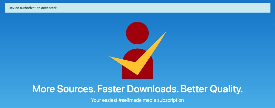 You should then see a "Device authorization accepted" message.