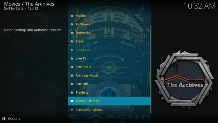 From the main menu, select Addon Settings.