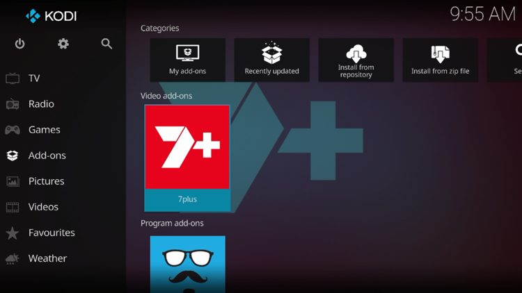 Return back to the home screen of Kodi and hover over Add-ons. Then select 7Plus.