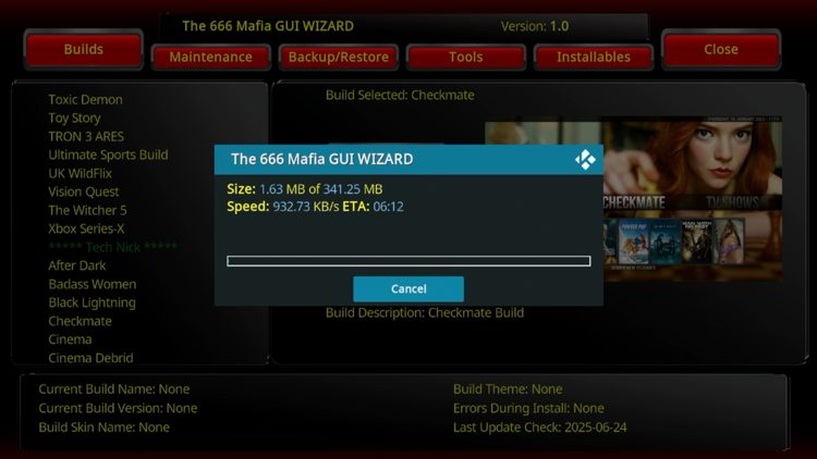 Wait for your build to download.