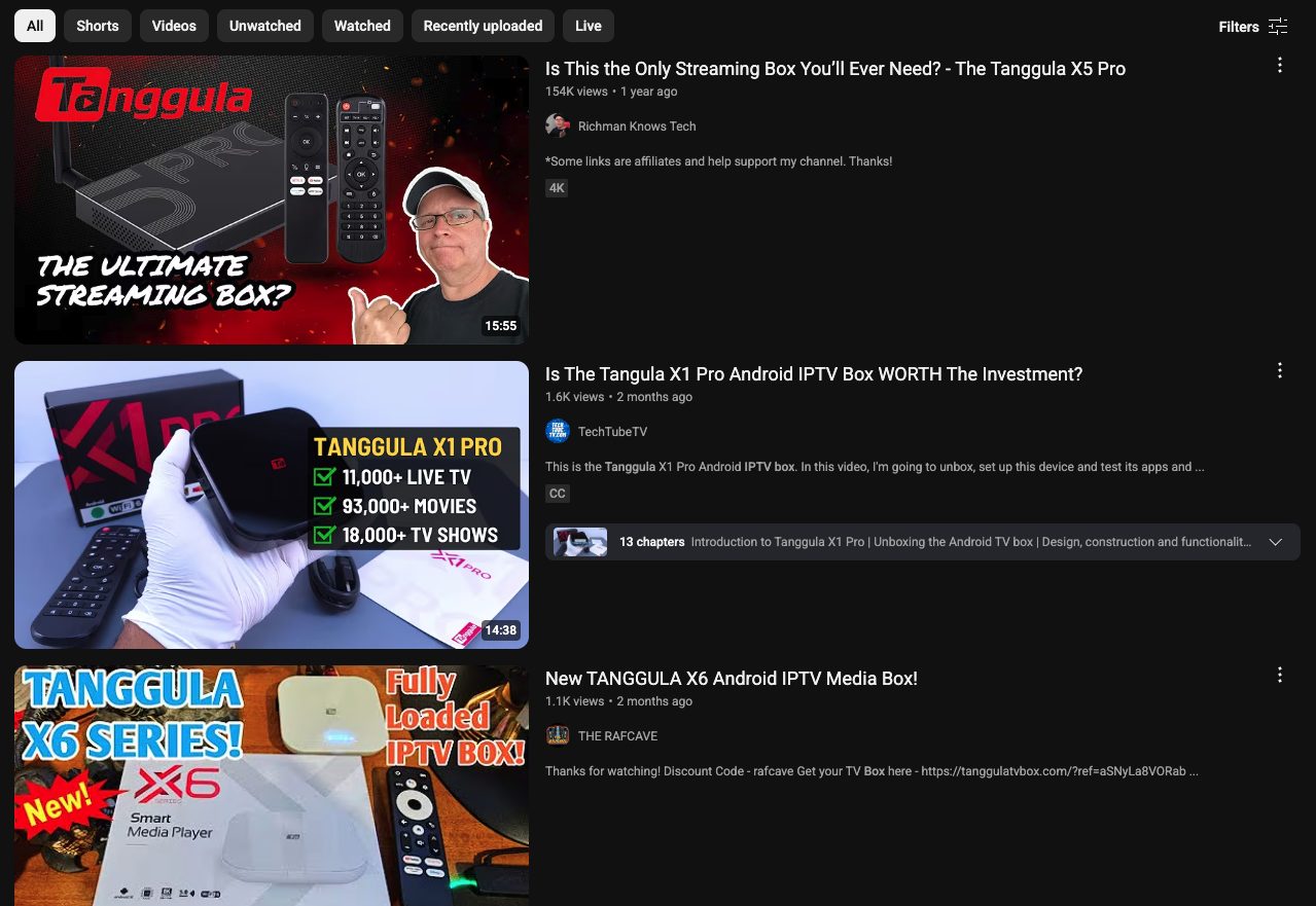 YouTube Reviews for Tanggula Boxes