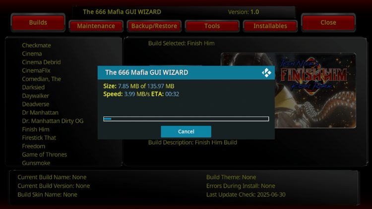 Wait for your build to download.
