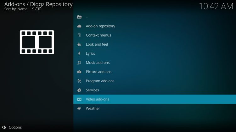 Scroll down and select Video add-ons