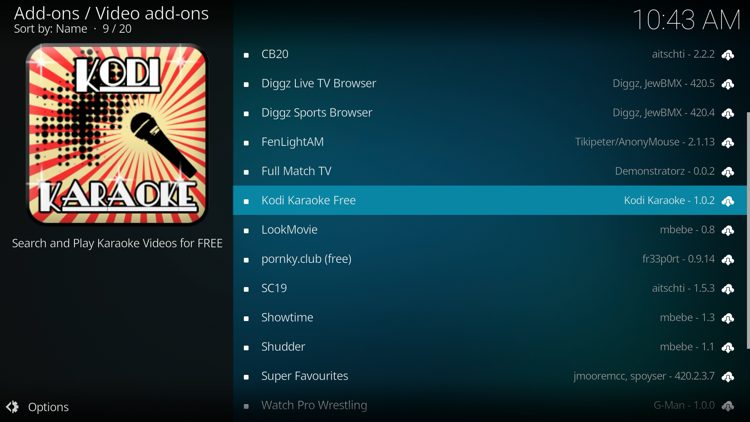 Select Kodi Karaoke Free