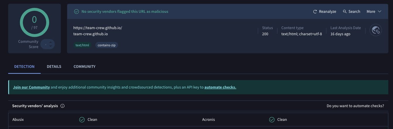 Watch NixToons Addon VirusTotal Scan