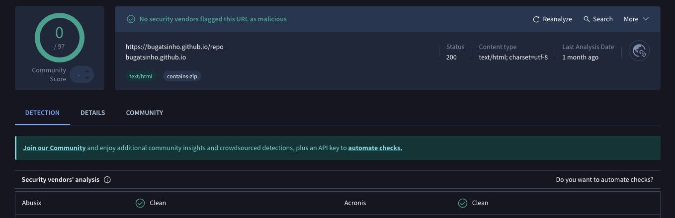 ReleaseBB Addon VirusTotal Scan
