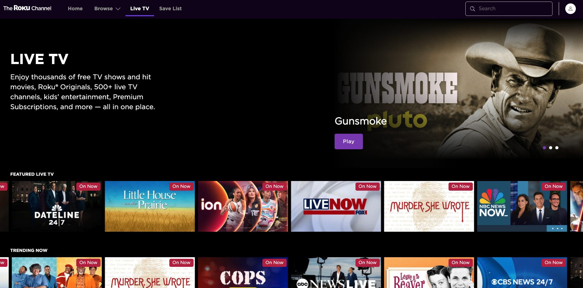 The Roku Channel Website