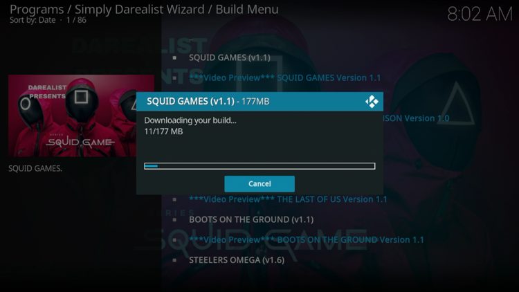 Wait for your build to download.