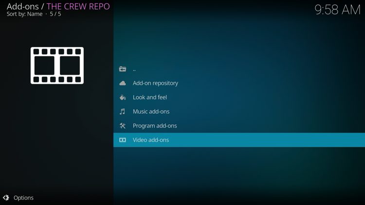 Scroll down and select Video add-ons