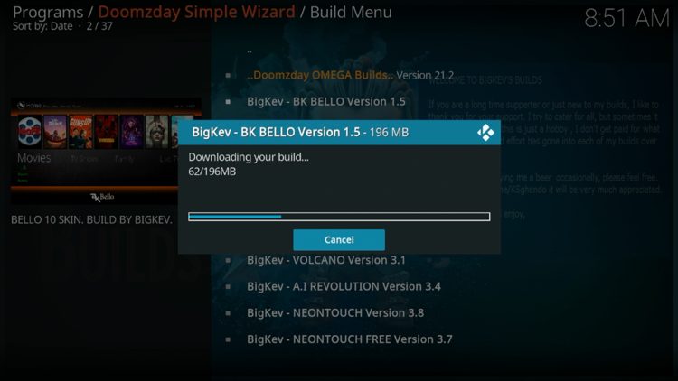 Wait for your build to download.