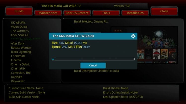 Wait for your build to download.