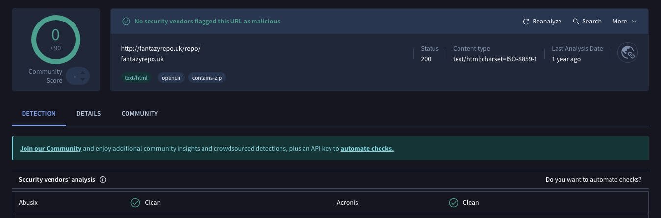 Fido Kodi Addon VirusTotal Scan