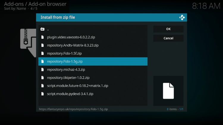 Click the zip file URL - repository.Fido.zip