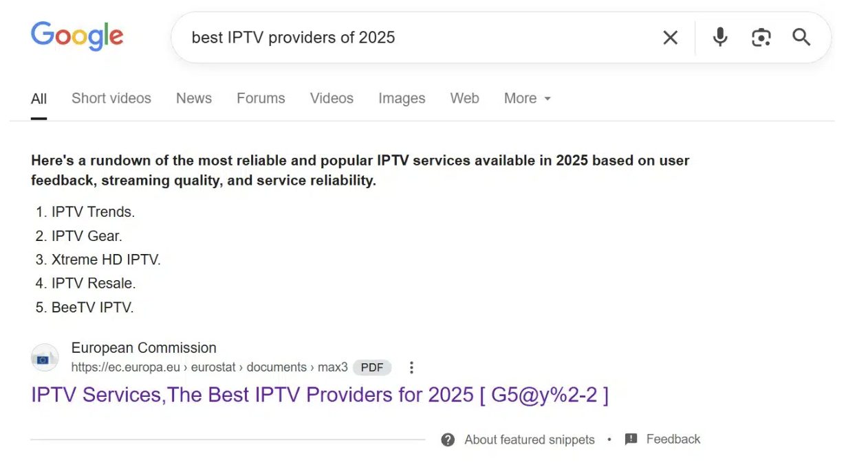 Fake PDF Listing IPTV Services