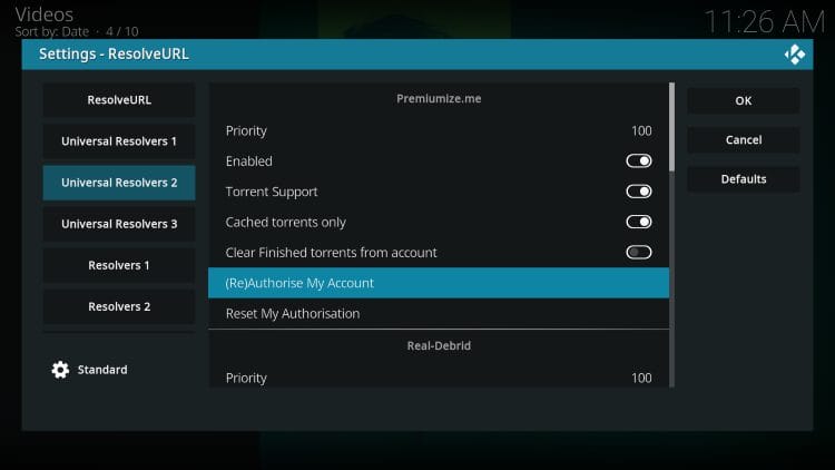 choose re authorise my account