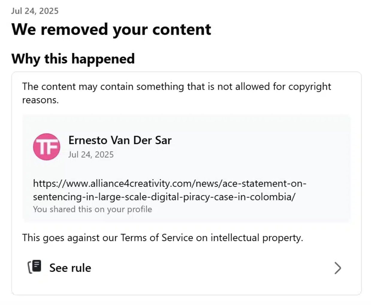 Content Removal Notice