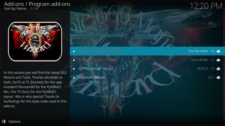 Open The 666 Mafia GUI Wizard.