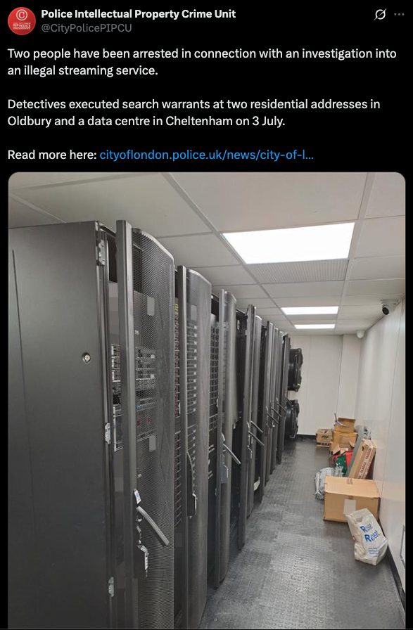 IPTV Raid Images from UK Police