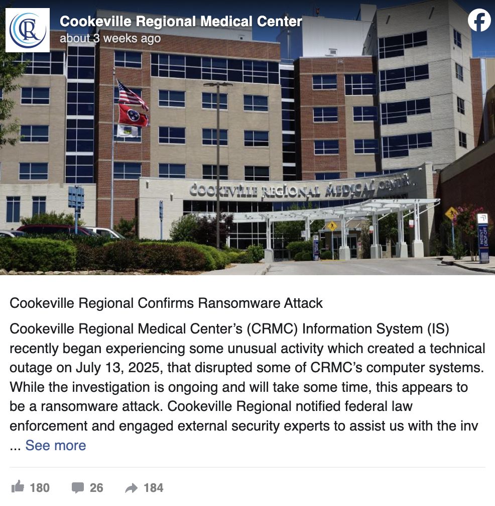 Cookeville Medical Center Facebook Post