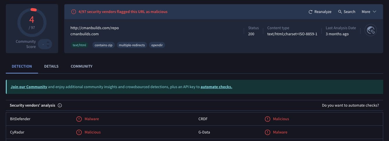 EmE Kodi Build VirusTotal Scan