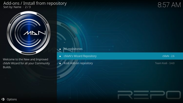 Select cMaN's Wizard Repository