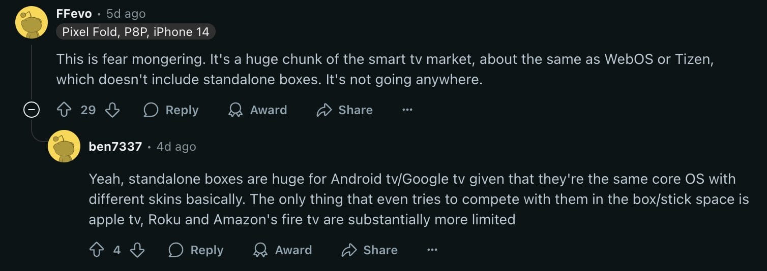 Google TV Reddit Thread