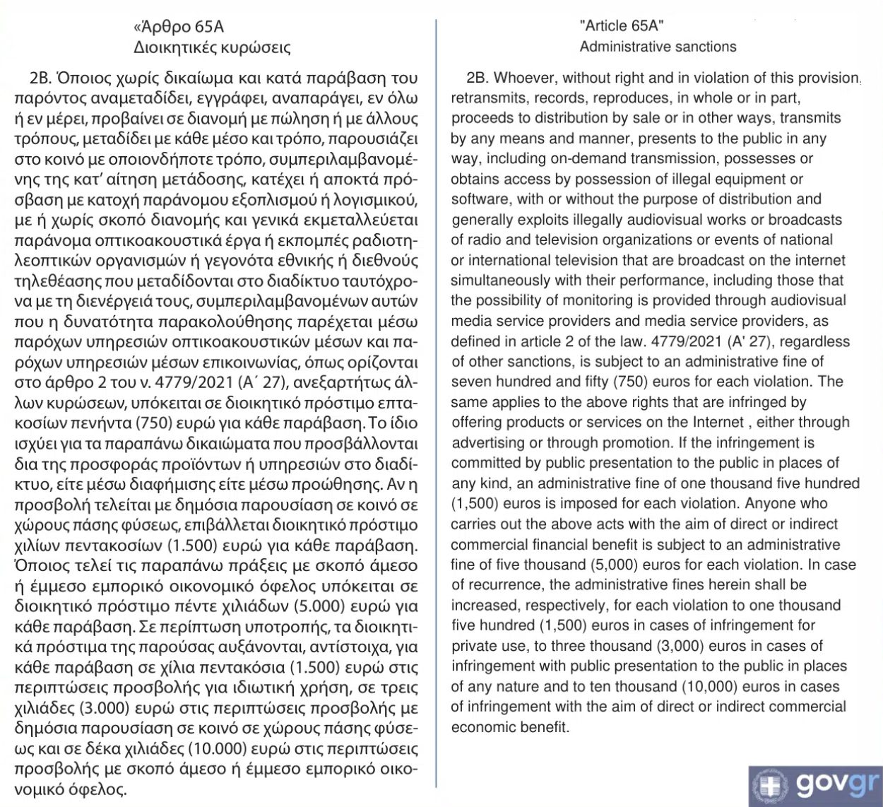 Amendements to Greece IPTV Law