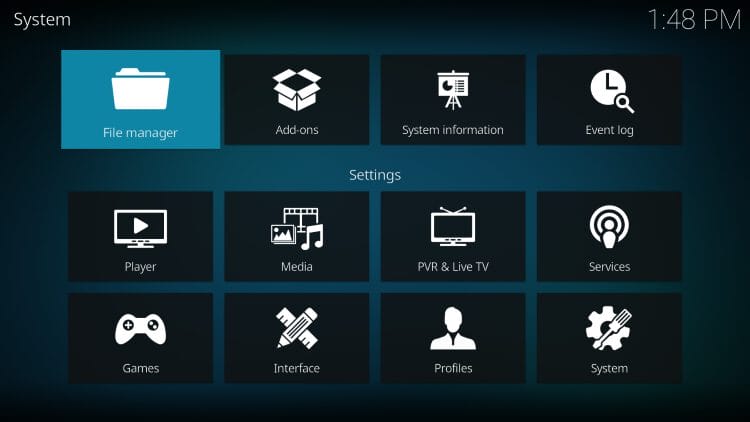 launch file manager to install simply umbrestuary kodi build