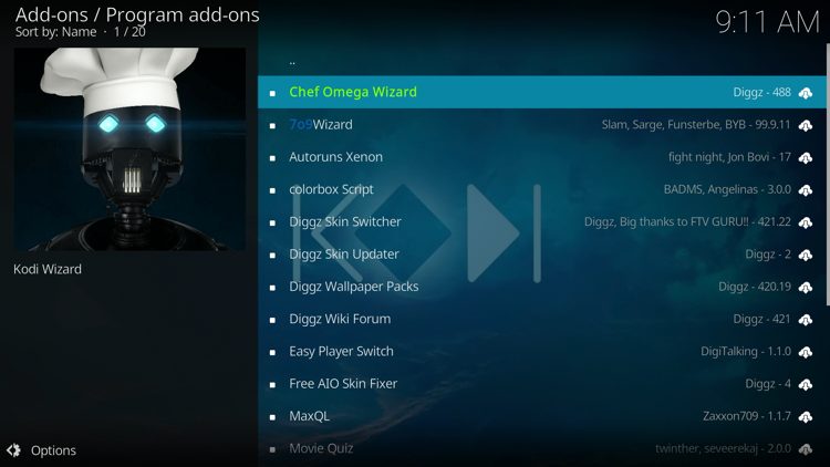 Choose Chef Omega Wizard.