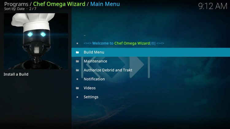 Click Build Menu